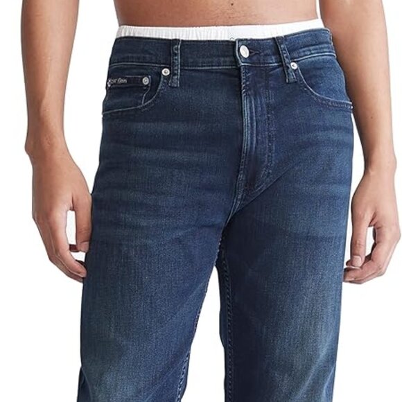 Calvin Klein Slim Straight Fit Jeans 30" x 30" Dark Wash - Picture 1 of 3